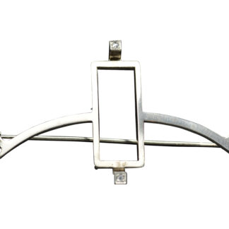 SOLD - Ladies Mid Century Modern 14K White Gold Brooch set with Accent Diamonds