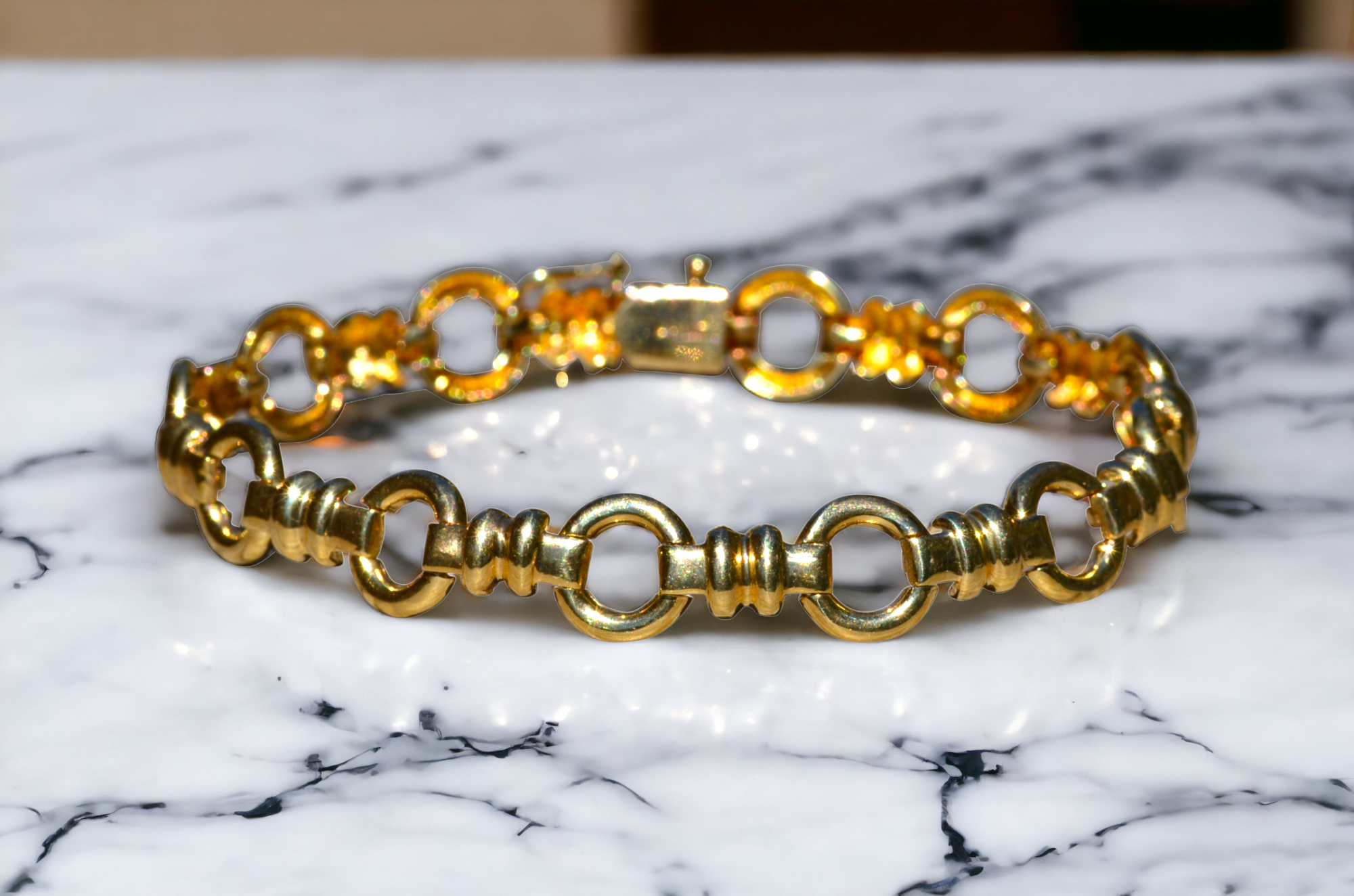SOLD - The Floraison: Ladies 14K Yellow Gold Cable Style Bracelet - Image 6