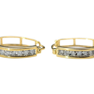The Dowras:  Ladies Yellow Gold Open Hoop Earrings Channel set with Diamonds