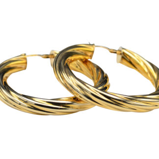 The Brittas:  Ladies 14K Twisted Hoop Earrings