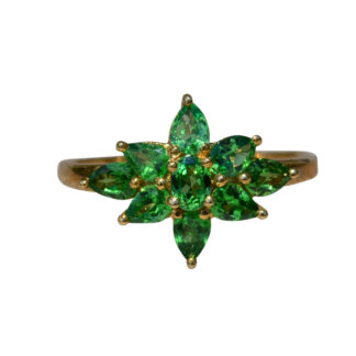 SOLD:The Girasol:  Ladies Yellow Gold Cocktail Ring set with Tsavorite Garnet