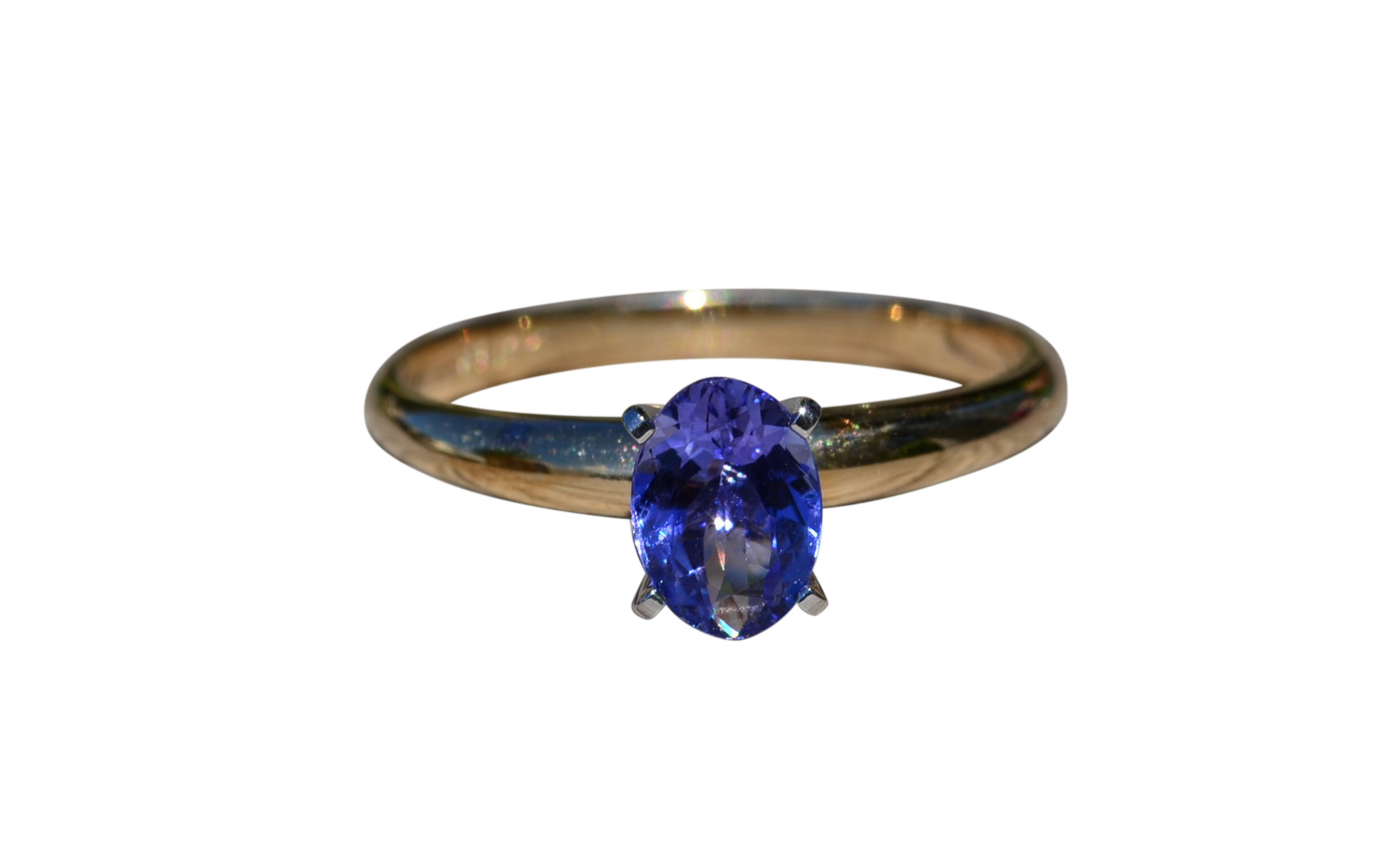 SOLD - The Blue Nest: Ladies 14K Gold Engagement Style Ring set with Oval Tanzanite