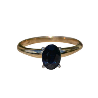 The Rascamono:  Ladies Two Tone Solitaire Engagement Style Ring set with 1.06 CT Sapphire