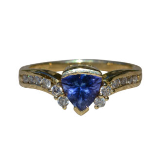SOLD - The Fruticosa:  Ladies 14K Gold Cocktail Ring set with 1 CT Tanzanite and Diamonds