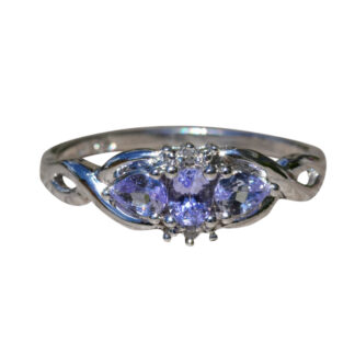 The Ninebark:  Ladies Simple White Gold Cocktail Ring set with 0.60 CTW Tanzanite and Diamonds