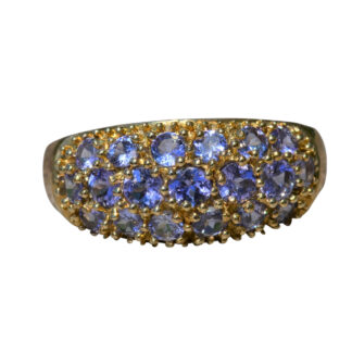The Potentilla:  Ladies Wide Band in Yellow Gold set with 1.43CTW Tanzanite