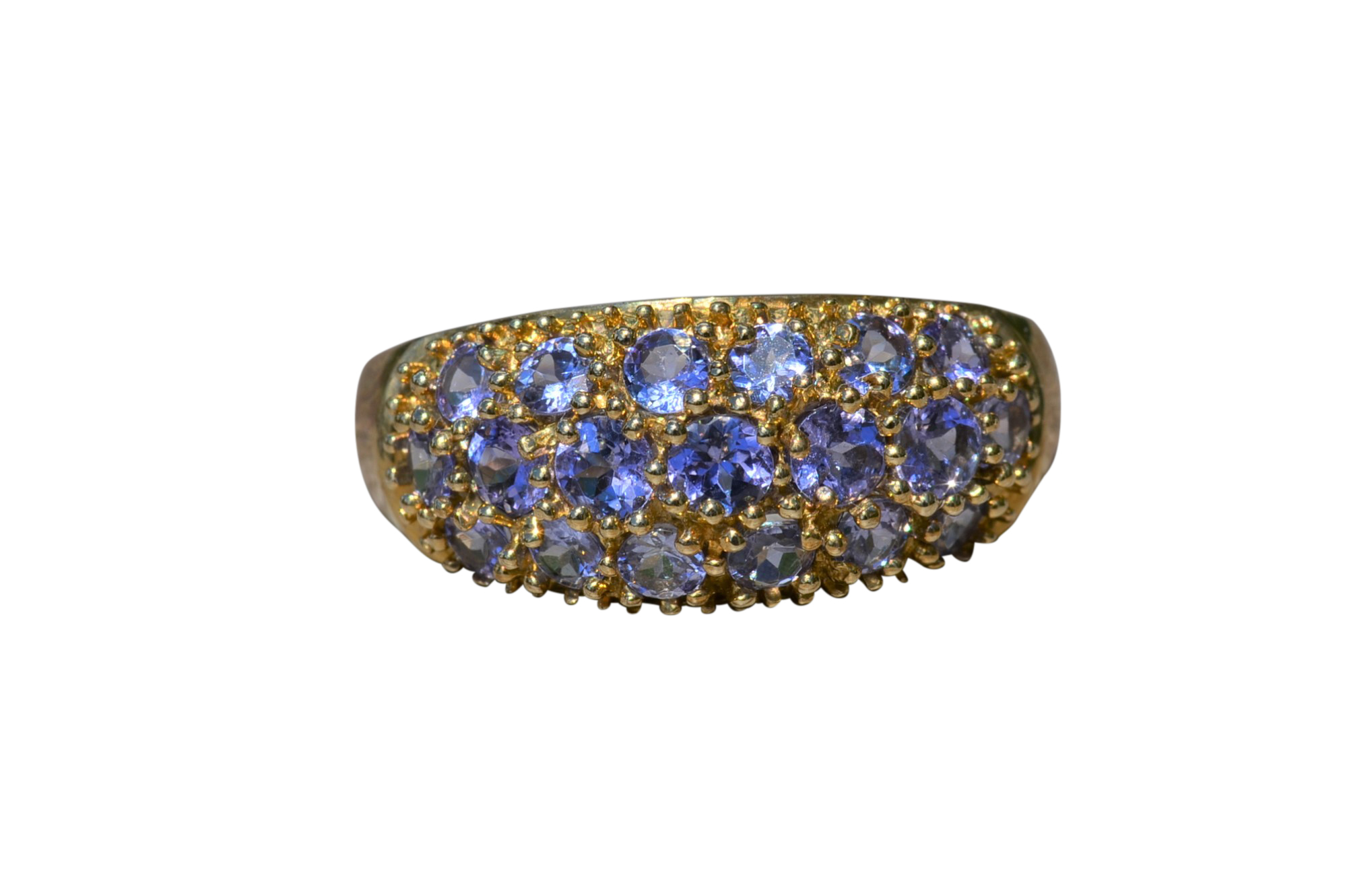 The Potentilla: Ladies Wide Band in Yellow Gold set with 1.43CTW Tanzanite
