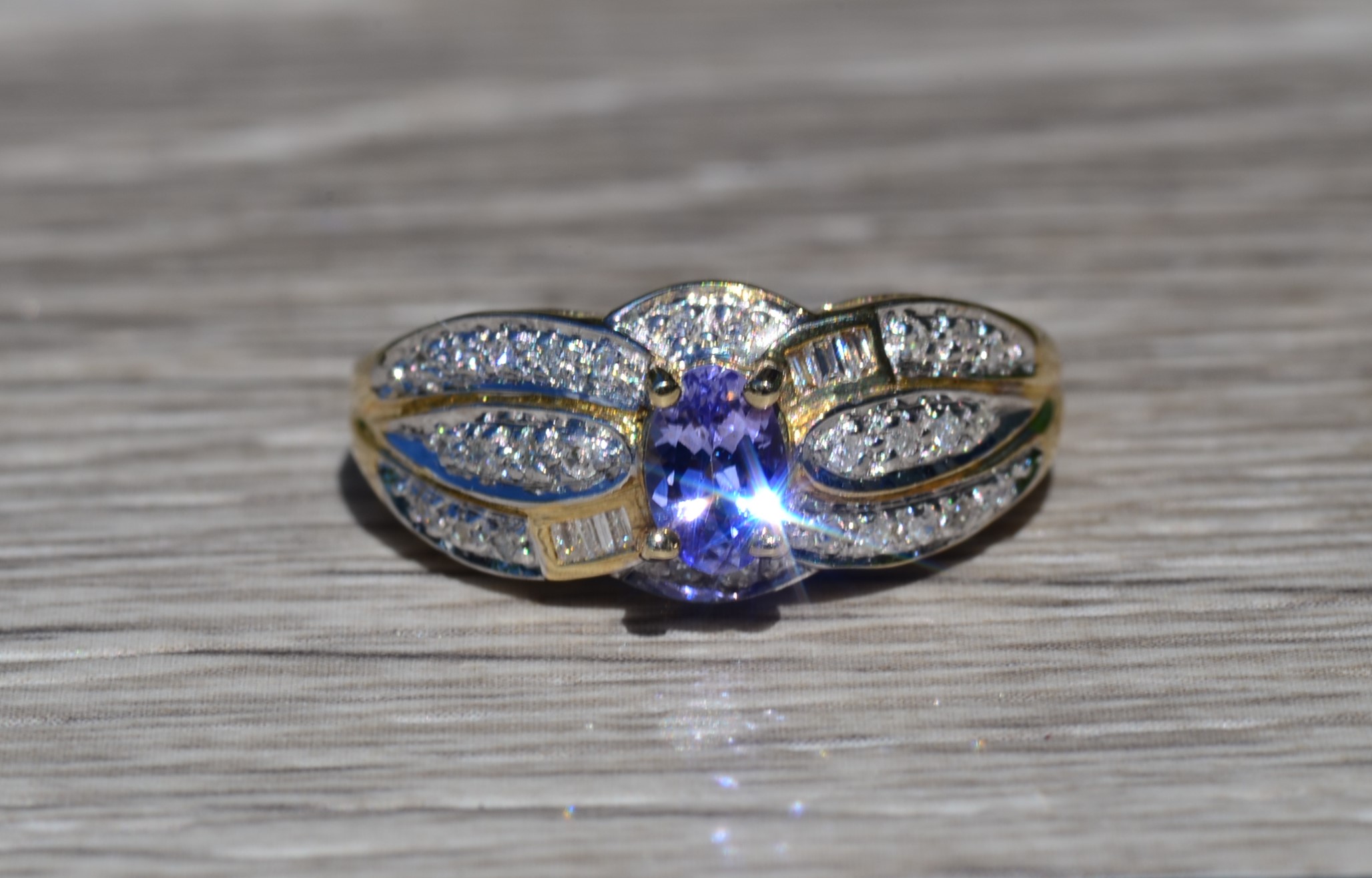 The Berberis: Ladies 14K Gold Tanzanite and Diamond Cocktail Ring - Image 7