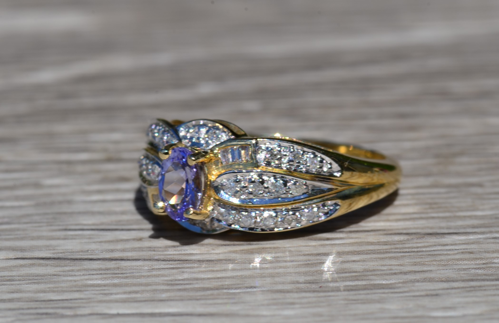The Berberis: Ladies 14K Gold Tanzanite and Diamond Cocktail Ring - Image 3