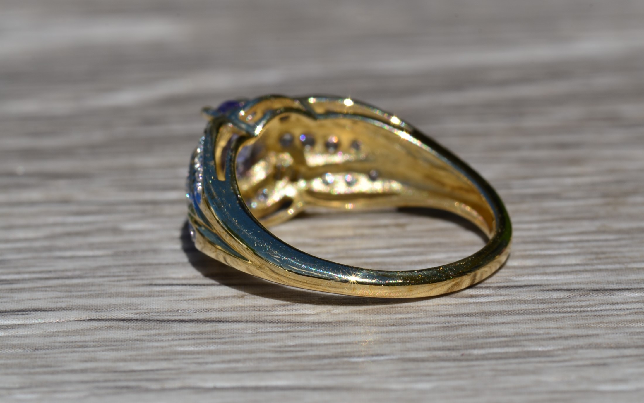 The Berberis: Ladies 14K Gold Tanzanite and Diamond Cocktail Ring - Image 4