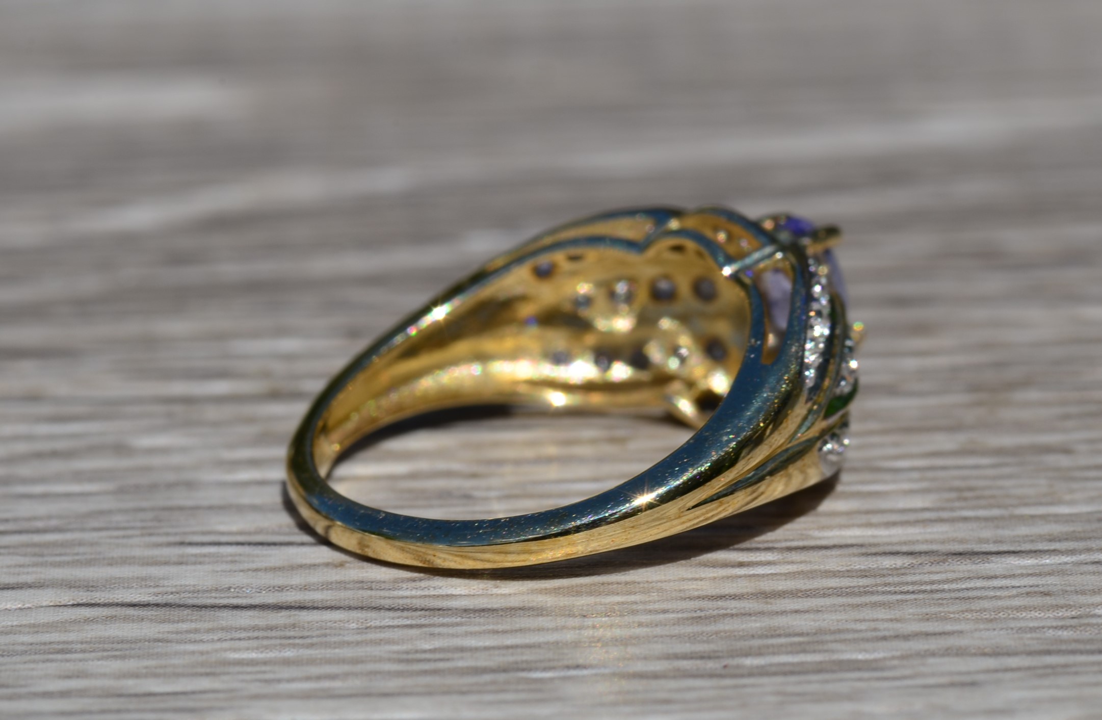 The Berberis: Ladies 14K Gold Tanzanite and Diamond Cocktail Ring - Image 5