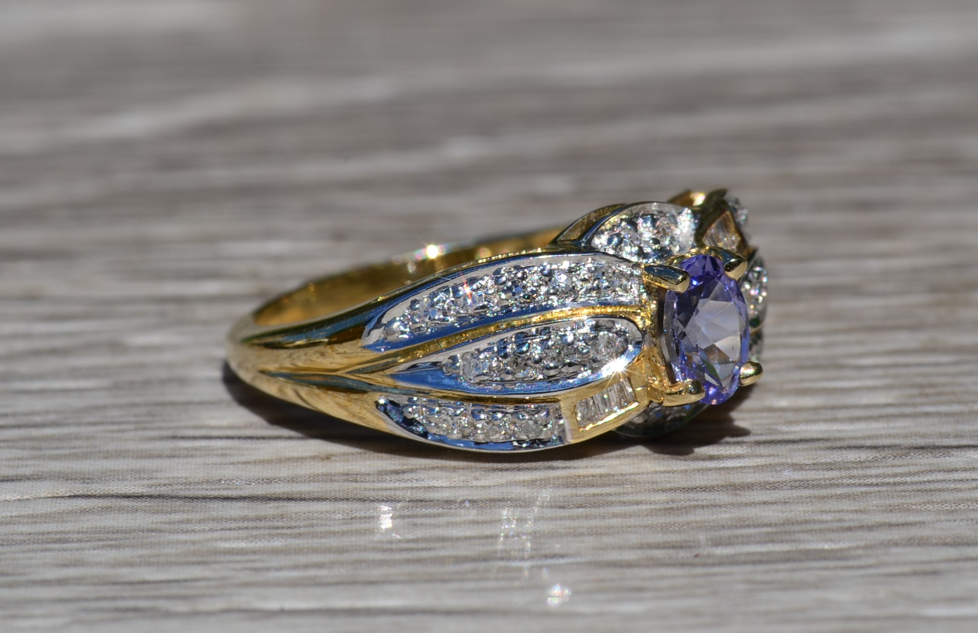 The Berberis: Ladies 14K Gold Tanzanite and Diamond Cocktail Ring - Image 6