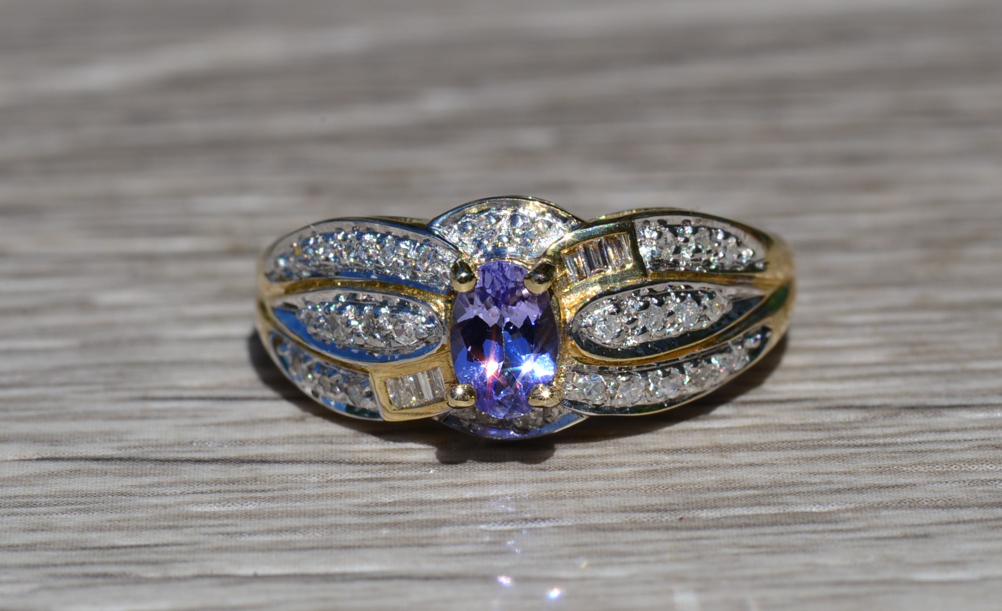 The Berberis: Ladies 14K Gold Tanzanite and Diamond Cocktail Ring - Image 2