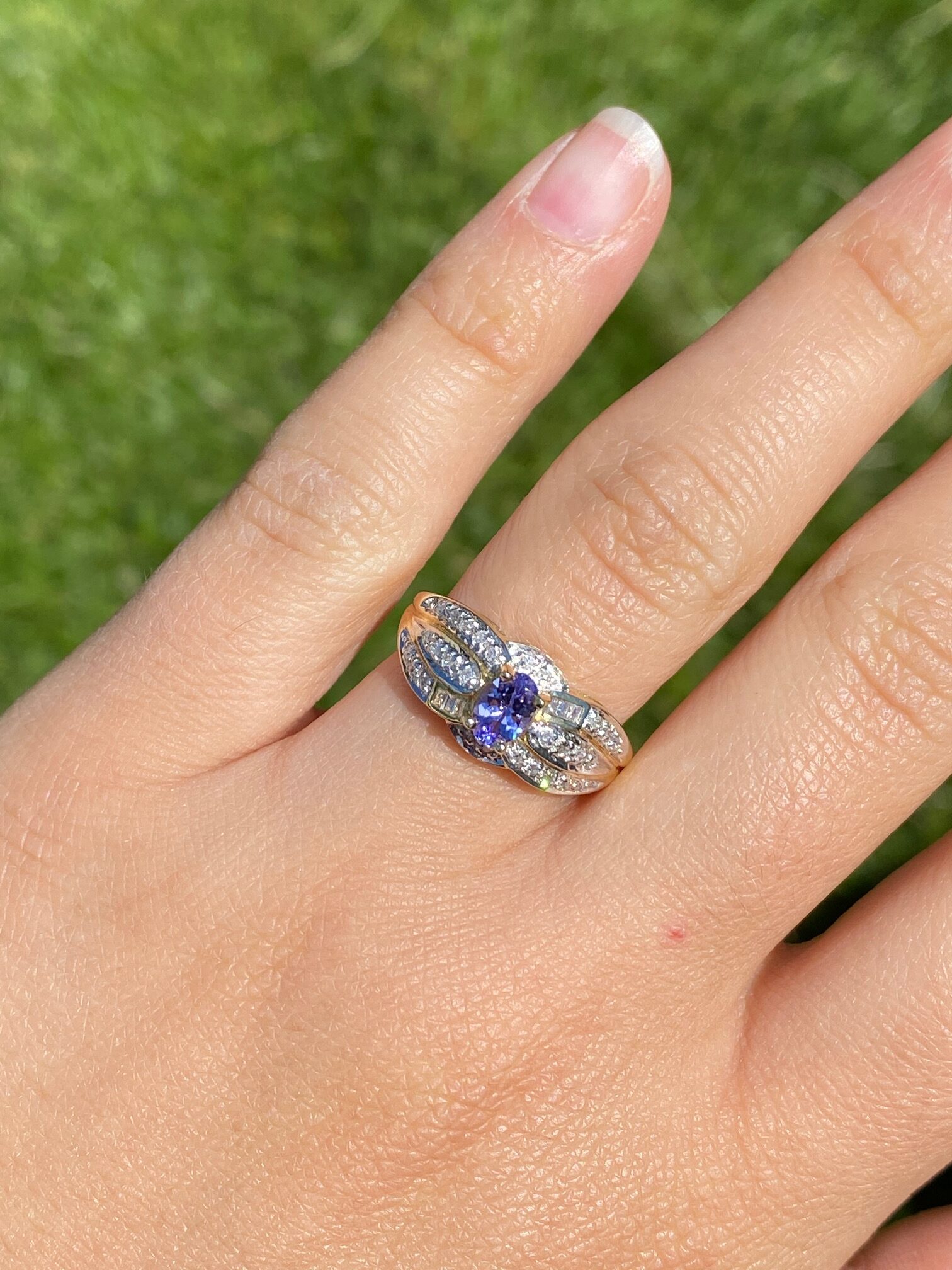 The Berberis: Ladies 14K Gold Tanzanite and Diamond Cocktail Ring - Image 10