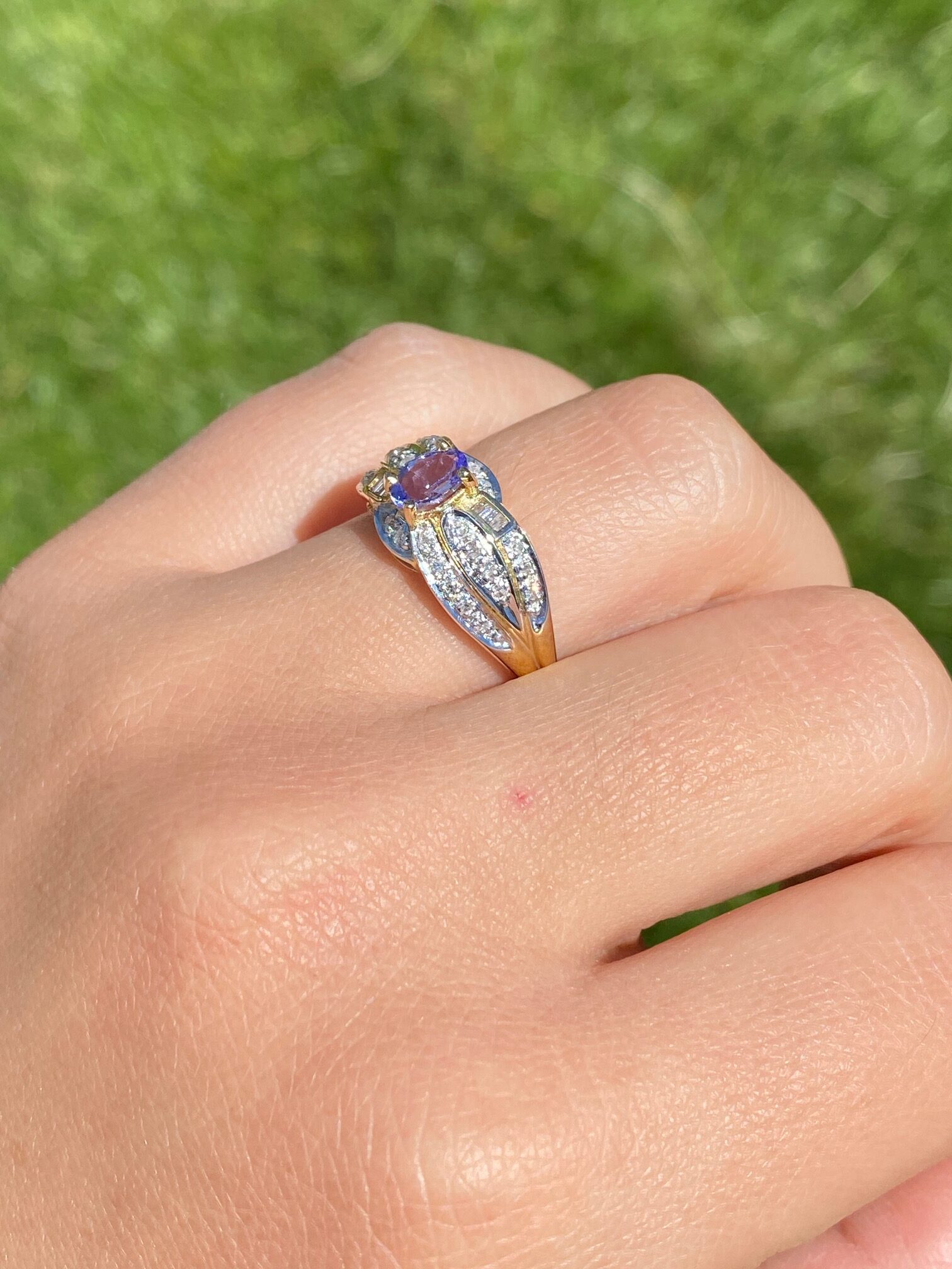 The Berberis: Ladies 14K Gold Tanzanite and Diamond Cocktail Ring - Image 9