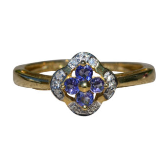The Tecoma:  Ladies 14K Gold Ring set with 0.35CTW Tanzanite and Diamonds