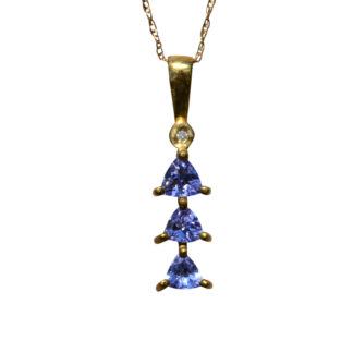 The Argentea:  Ladies Yellow Gold Necklace set with Tanzanite and Diamonds