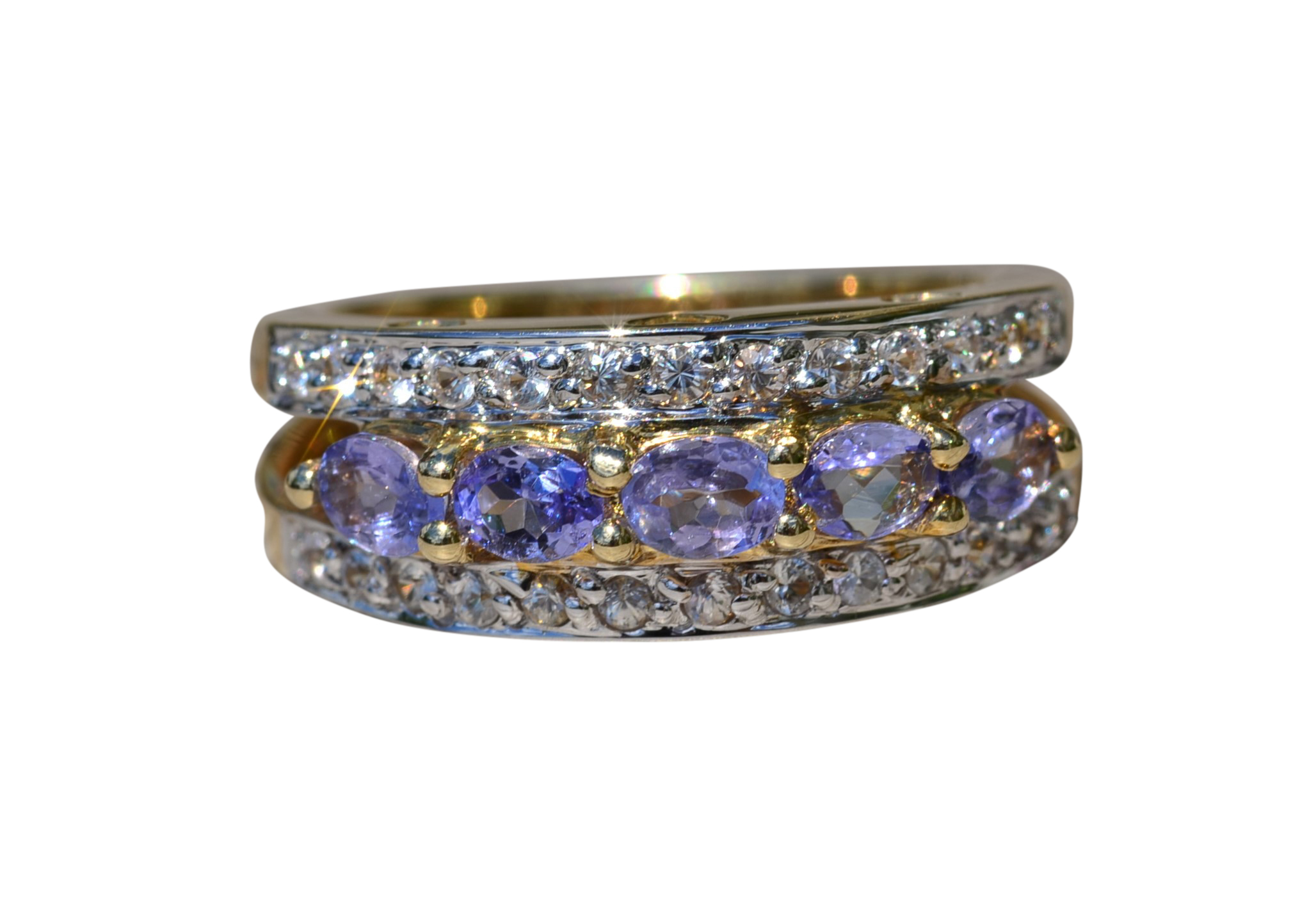 SOLD - The Pumila: Ladies Yellow Gold Cocktail Ring set with 0.70 CTW Tanzanite and Diamonds