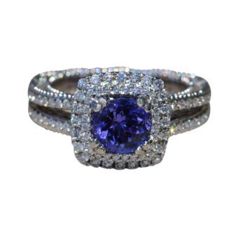 The Levi Lane:  Ladies Verragio Tanzanite and Diamond Engagement Ring in 14K White Gold