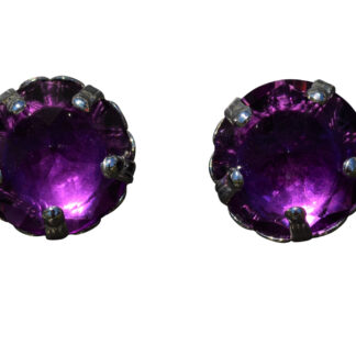 SOLD - The Stagview Lane:  Ladies Antique White Gold Stud Earrings set with Amethyst