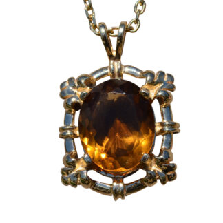 Ladies Bold 14K Yellow Gold Necklace set with Citrine