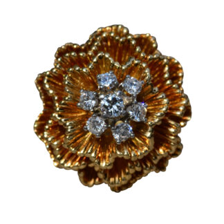 SOLD - The Calista:  Ladies Vintage Signed Cocktail Ring in 18K Yellow Gold set with Diamonds