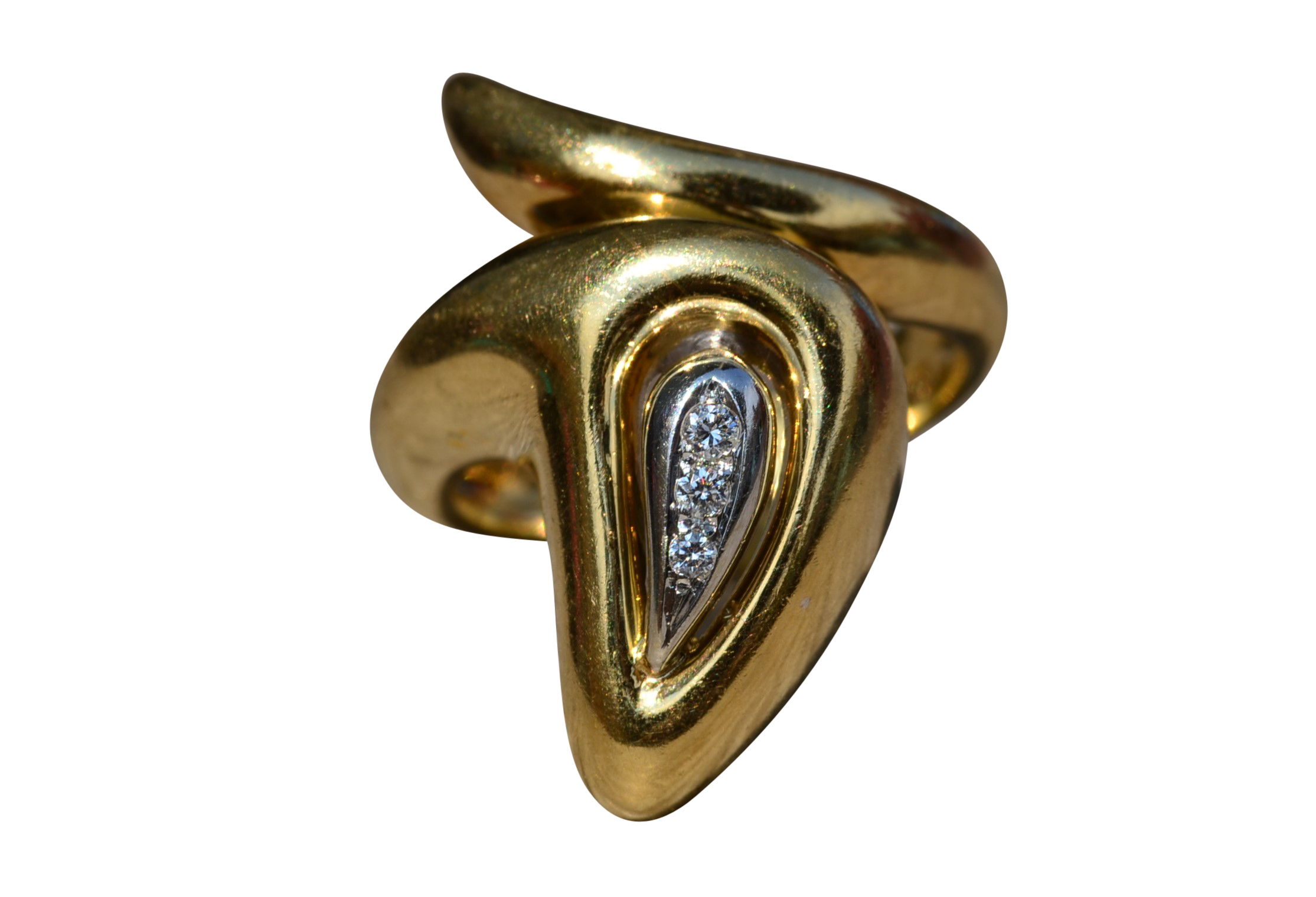 The Odette: Ladies 18K Gold Italian Snake Style Ring set with Diamonds