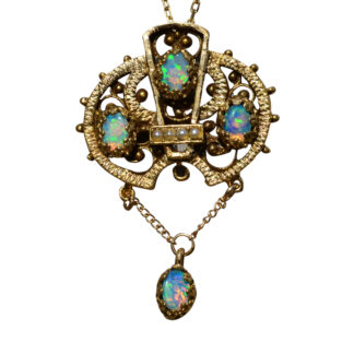 SOLD - The Isolde:  Ladies Antique 14K Yellow Gold Necklace set with Opals