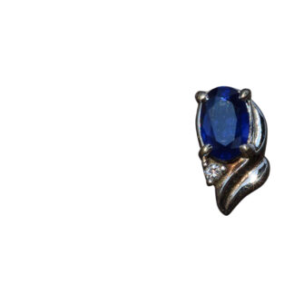 The Danicas:  Ladies 14K White Gold Stud Earrings set with Oval Sapphires and Diamond Side Stones