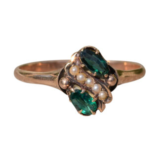 SOLD: The Emersa:  Ladies Victorian Rose Gold Cocktail Ring set with Doublets and Seed Pearls