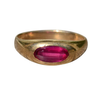 SOLD - The Freya:  Ladies Yellow Gold Ring set with Laboratory Grown Ruby