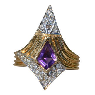SOLD: The Brooklynn:  Ladies Limited Edition Camelot by Erte Signed Cocktail Ring set with Amethyst and Diamonds