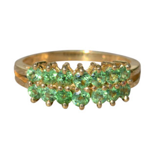 The Kiara:  Ladies 14K Gold Cocktail Ring set with 1 CTW Green Garnet