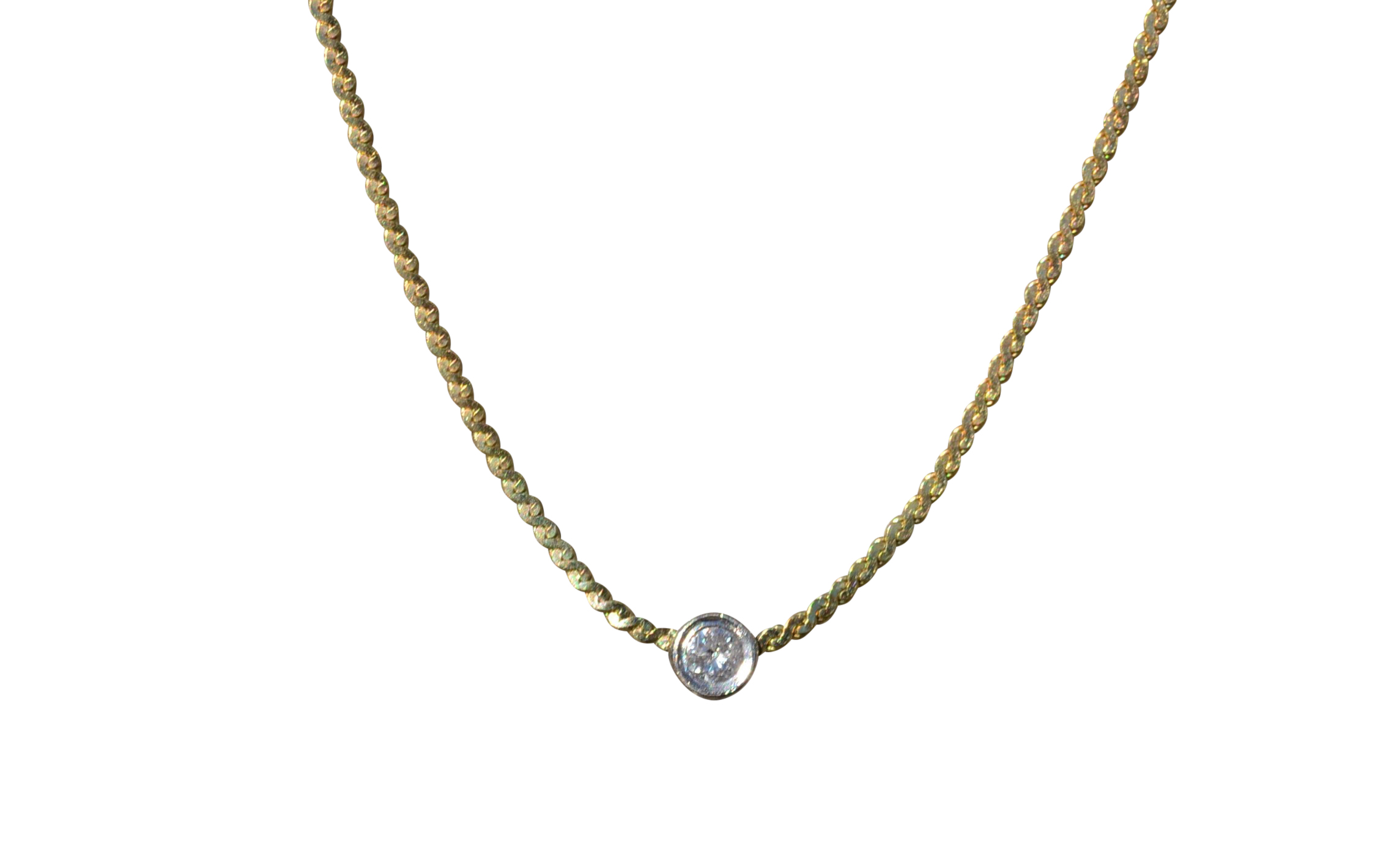 SOLD: Ladies 14K Yellow Gold Diamond Station Necklace