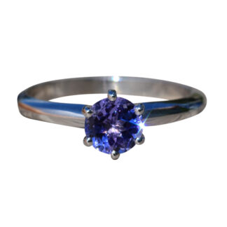 The Averie:  Ladies 14K Solitaire Engagement Style Ring set with 0.65 CT Tanzanite