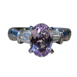 The Yaretzi:  Ladies 14K Engagement Ring set with 2.64 CT Afghani Kunzite and Diamonds