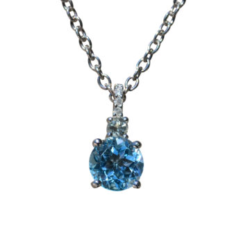 The Jayleen:  Ladies 14K White Gold Necklace set with Aquamarine, Topaz and Diamonds