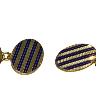 The Deakin: Deakin and Francis Signed Enamel Cufflinks in Yellow Gold