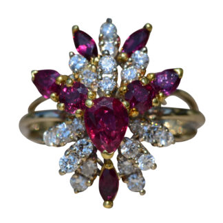The Cooper City: Natural Ruby and Diamond Spray Ring