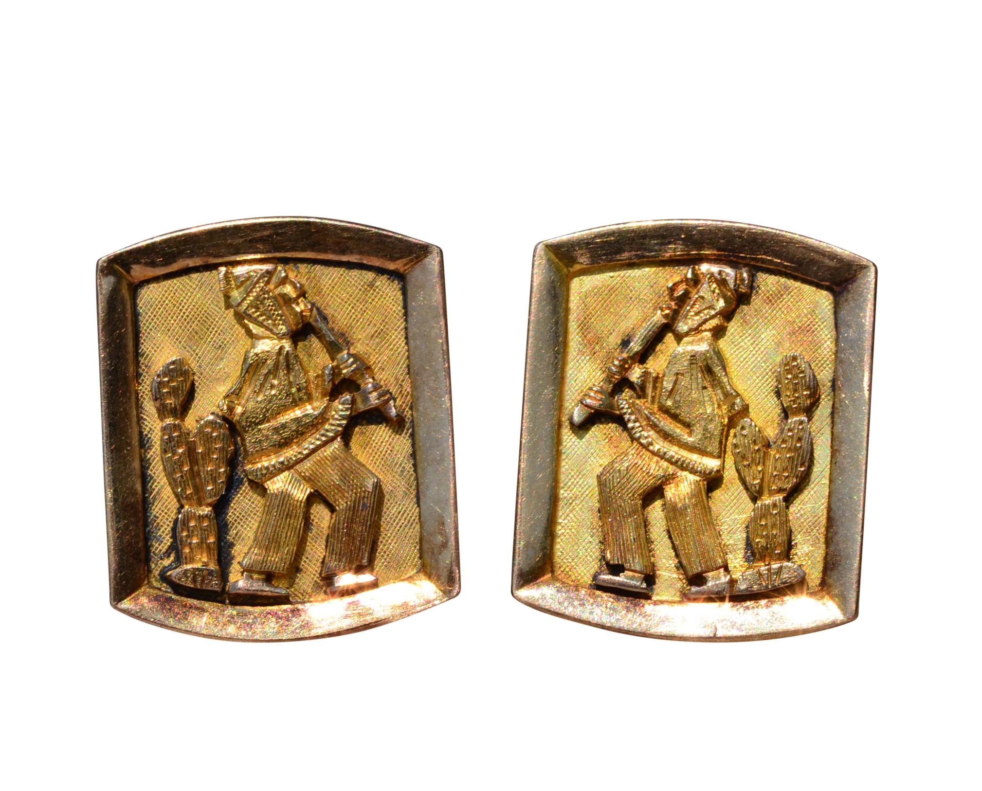 SOLD - The Afghanistan: Interesting Middle Eastern Cufflinks Featuring Instrument Player