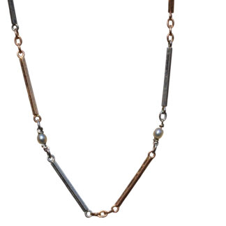 The Glendale:  Antique Rose Gold and White Gold Chain with Seed Pearls