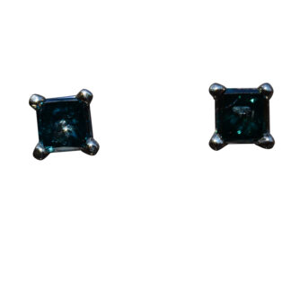 SOLD - The Torrance: Princess Cut Blue Diamond Stud Earrings