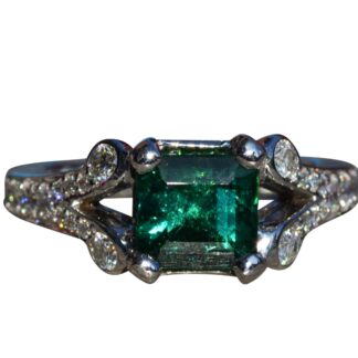 The Berkeley: Vintage Tourmaline and Diamond Ring in Platinum