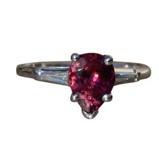 SOLD - The Mont Belvieu:  Ladies 14K Gold Engagement Ring set with 1.01 CT Pink Tourmaline and Diamonds