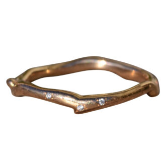 The Needville:  Ladies Signed 14K Rose Gold Band set with Diamonds