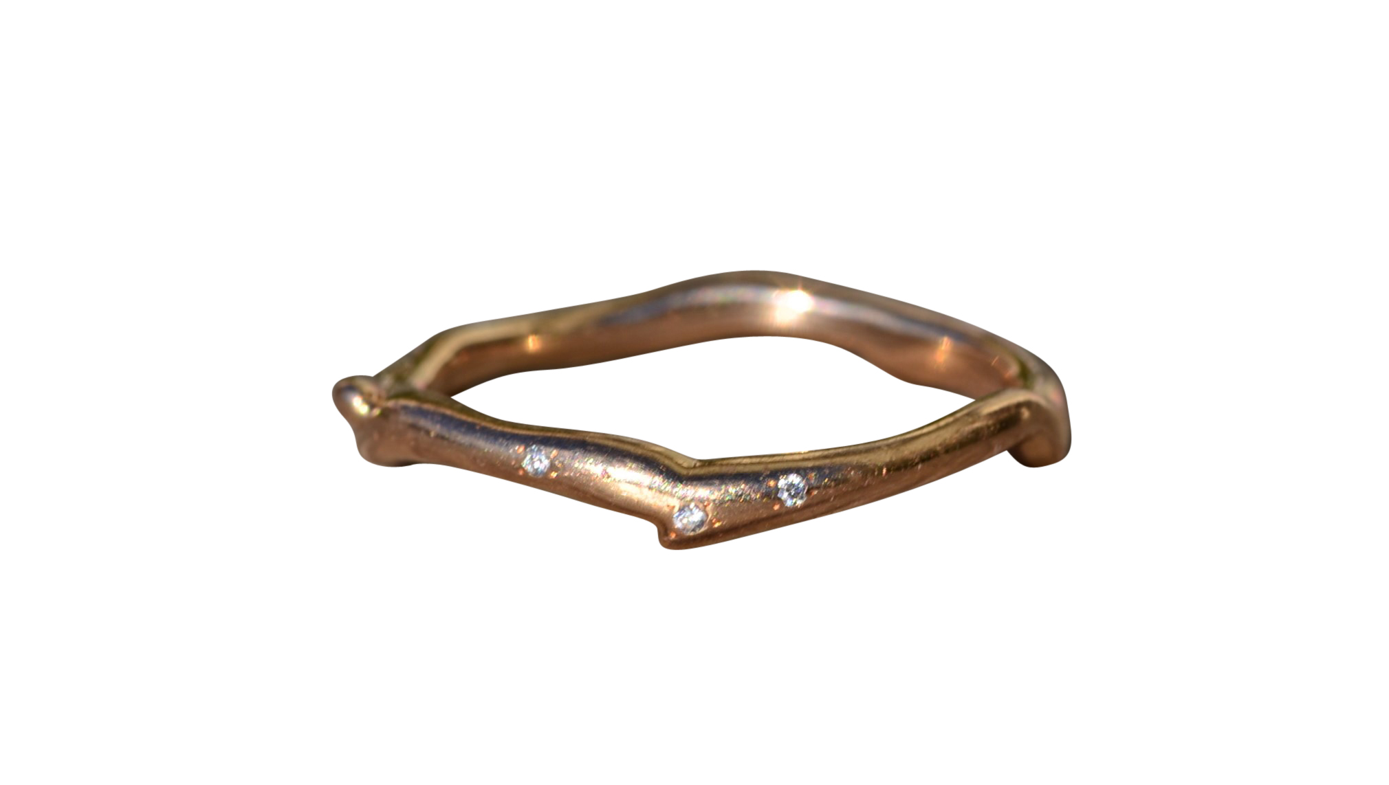 The Needville: Ladies Signed 14K Rose Gold Band set with Diamonds