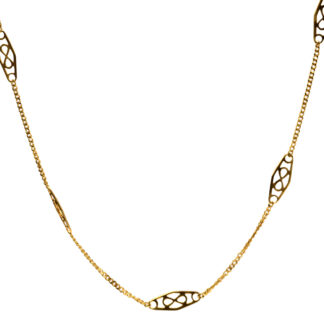 SOLD - The Jabiru: Ladies Italian Yellow Gold Pierced Filigree Station Chain