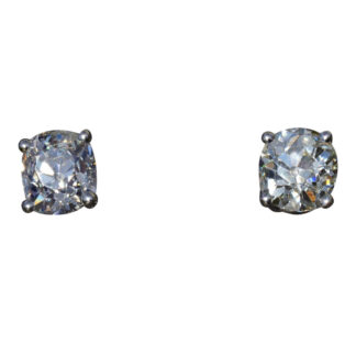 SOLD - The Bostonia: 1.43 Carat Antique Old Mine Cut Diamond Studs in White Gold