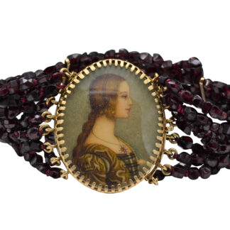 SOLD - The Alperton:  Ladies 14K Rose Gold and Garnet Bead Bracelet