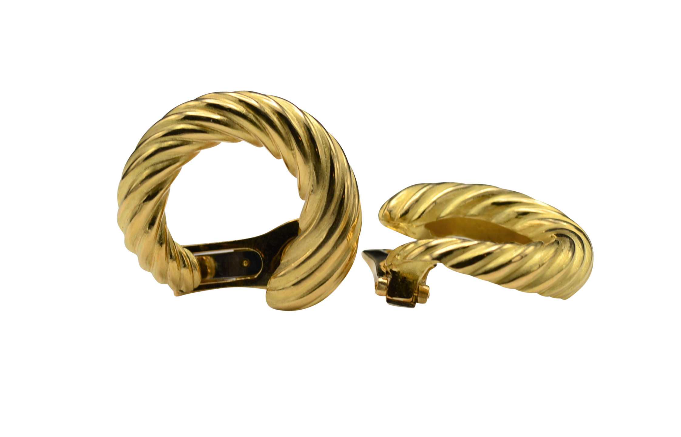SOLD - The Islenairs: Ladies 18K Yellow Gold French Twist Earrings